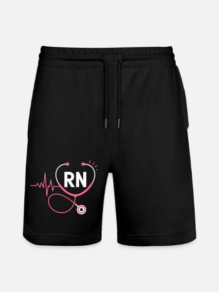 RN Heartbeat Stethoscope - Stanley/Stella Trainer Unisex Organic Jogging Shorts - black