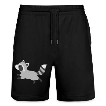 Style minimaliste de raton laveur coureur mignon - Short de jogging bio TRAINER Stanley/Stella unisexe - noir - Devant - Nik (191cm) & Marisol (170cm)