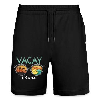 Fun holiday & surfer design - Stanley/Stella Trainer Unisex Organic Jogging Shorts - black - Front - Nik (191cm) & Marisol (170cm)