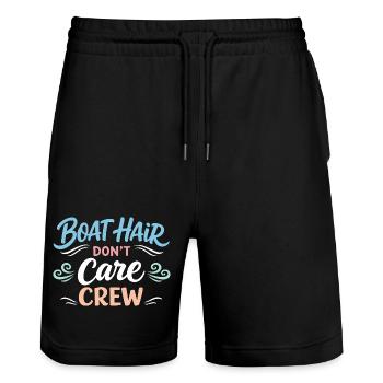 Seehaare Kümmern Sich Nicht Um - Stanley/Stella Unisex Bio Joggingshorts Trainer  - Schwarz - Vorne - Nik (191cm) & Marisol (170cm)