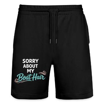 Seehaare Kümmern Sich Nicht Um - Stanley/Stella Unisex Bio Joggingshorts Trainer  - Schwarz - Vorne - Nik (191cm) & Marisol (170cm)