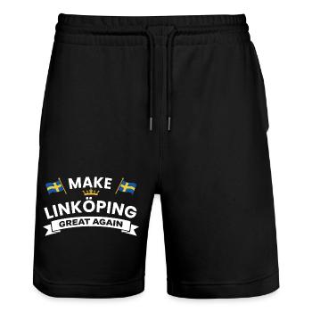 Linköping Stronger cohesion - Stanley/Stella Trainer Unisex Organic Jogging Shorts - black - Front - Nik (191cm) & Marisol (170cm)