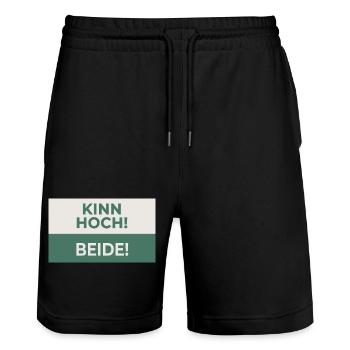 Kinn hoch! Beide! – Frecher Motivationsspruch - Stanley/Stella Unisex Bio Joggingshorts Trainer  - Schwarz - Vorne - Nik (191cm) & Marisol (170cm)
