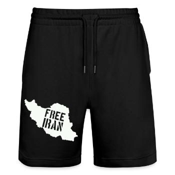 Iran Freiheit Free Iran - Stanley/Stella Unisex Bio Joggingshorts Trainer  - Schwarz - Vorne - Nik (191cm) & Marisol (170cm)