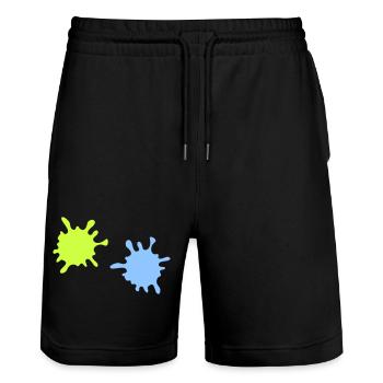 Neon Spritzer Splatter - Stanley/Stella Unisex Bio Joggingshorts Trainer  - Schwarz - Vorne - Nik (191cm) & Marisol (170cm)