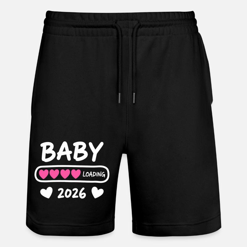 Baby Loading 2026 Pregnancy Parents - Stanley/Stella Trainer Unisex Organic Jogging Shorts - black