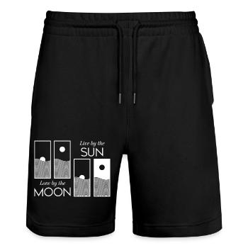 Lever / Coucher de soleil - Short de jogging bio TRAINER Stanley/Stella unisexe - noir - Devant - Nik (191cm) & Marisol (170cm)