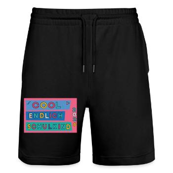 Enfin écolier - Short de jogging bio TRAINER Stanley/Stella unisexe - noir - Devant - Nik (191cm) & Marisol (170cm)