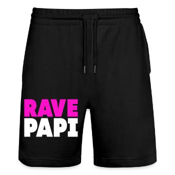 Techno House Electro Festival Hardstyle Rave Dad - Stanley/Stella Unisex Bio Joggingshorts Trainer  - Schwarz - Vorne - Nik (191cm) & Marisol (170cm)