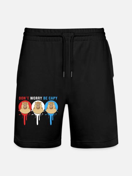 Dont Worry Be Cappy Capybara - Stanley/Stella Trainer Unisex Organic Jogging Shorts - black