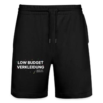 Low budget costume – with confetti! Carnival Fun - Stanley/Stella Trainer Unisex Organic Jogging Shorts - black - Front - Nik (191cm) & Marisol (170cm)