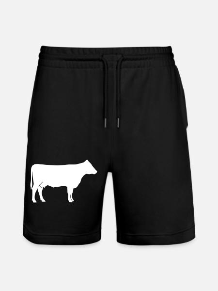 Cow Silhouette Farm Clean Vector - Stanley/Stella Trainer Unisex Organic Jogging Shorts - black