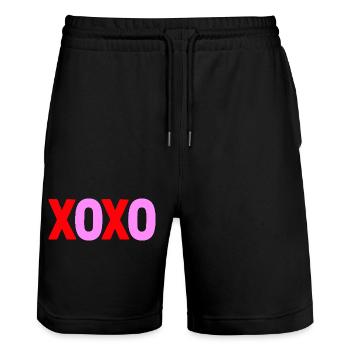 XOXO Love Valentine Text Design - Stanley/Stella Trainer Unisex Organic Jogging Shorts - black - Front - Nik (191cm) & Marisol (170cm)