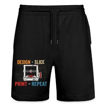 3D-Druck Evolution – Design Slice Print Repeat - Stanley/Stella Unisex Bio Joggingshorts Trainer  - Schwarz - Vorne - Nik (191cm) & Marisol (170cm)