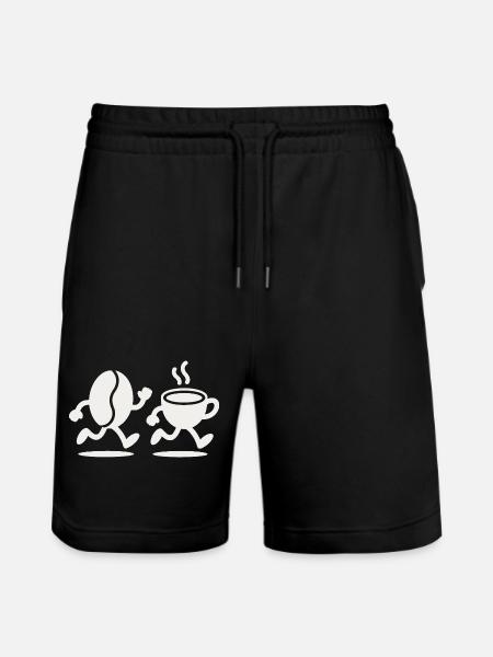 Caffeine Sprint: Bean & Cup Run - Stanley/Stella Trainer Unisex Organic Jogging Shorts - black