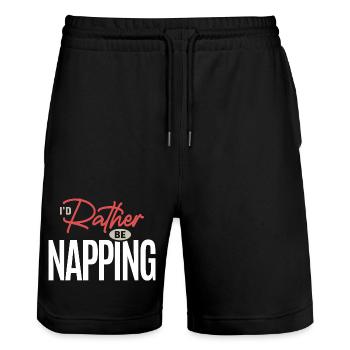 Je préférerais faire une sieste, citation humoristique drôle de sommeil - Short de jogging bio TRAINER Stanley/Stella unisexe - noir - Devant - Nik (191cm) & Marisol (170cm)