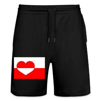 Drapeau du Cœur du Groenland - Short de jogging bio TRAINER Stanley/Stella unisexe - noir - Devant - Nik (191cm) & Marisol (170cm)