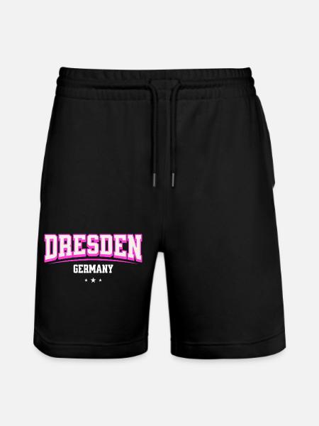 Dresden Retro Emblem Pink - Stanley/Stella Unisex Bio Joggingshorts Trainer - Schwarz