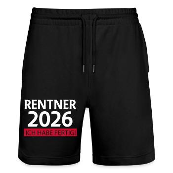 Pensioner 2026 Retirement Funny - Stanley/Stella Trainer Unisex Organic Jogging Shorts - black - Front - Nik (191cm) & Marisol (170cm)