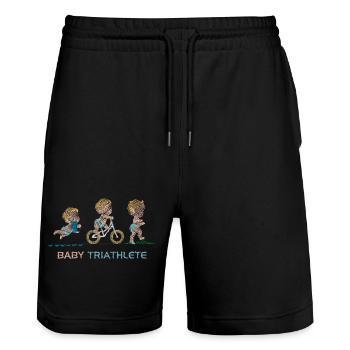 Petit Triathlète en Plein Air - Short de jogging bio TRAINER Stanley/Stella unisexe - noir - Devant - Nik (191cm) & Marisol (170cm)