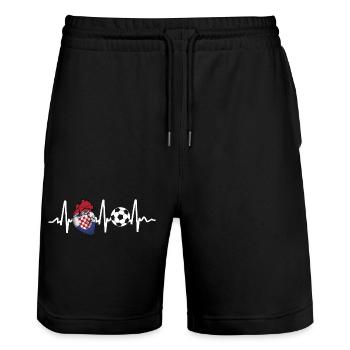 Hrvatska Fussball Herzschlag - Stanley/Stella Unisex Bio Joggingshorts Trainer  - Schwarz - Vorne - Nik (191cm) & Marisol (170cm)