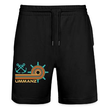 Ostsee Urlaub INSEL UMMANZ Lustiges - Stanley/Stella Unisex Bio Joggingshorts Trainer  - Schwarz - Vorne - Nik (191cm) & Marisol (170cm)