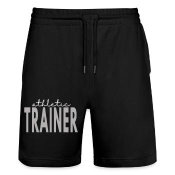Athletiktrainer AT – Professionelle Sportmedizin - Stanley/Stella Unisex Bio Joggingshorts Trainer  - Schwarz - Vorne - Nik (191cm) & Marisol (170cm)