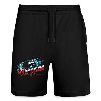 RTW Ambulanz Rettungswagen Rettungsdienst Sanität - Stanley/Stella Unisex Bio Joggingshorts Trainer  - Schwarz - Vorne - Nik (191cm) & Marisol (170cm)