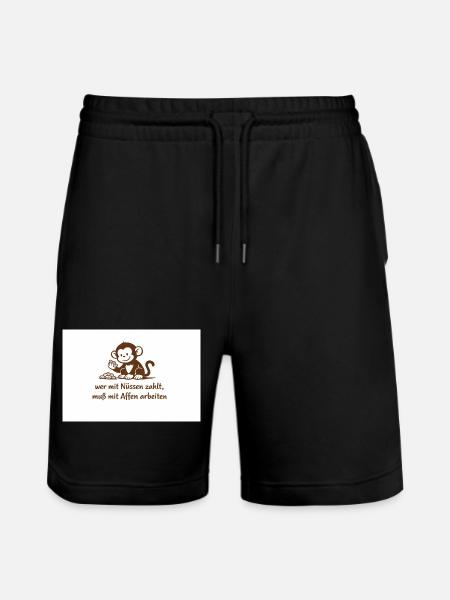Arbeiteraffe_mit_Erdnuessen - Stanley/Stella Trainer Unisex Organic Jogging Shorts - black
