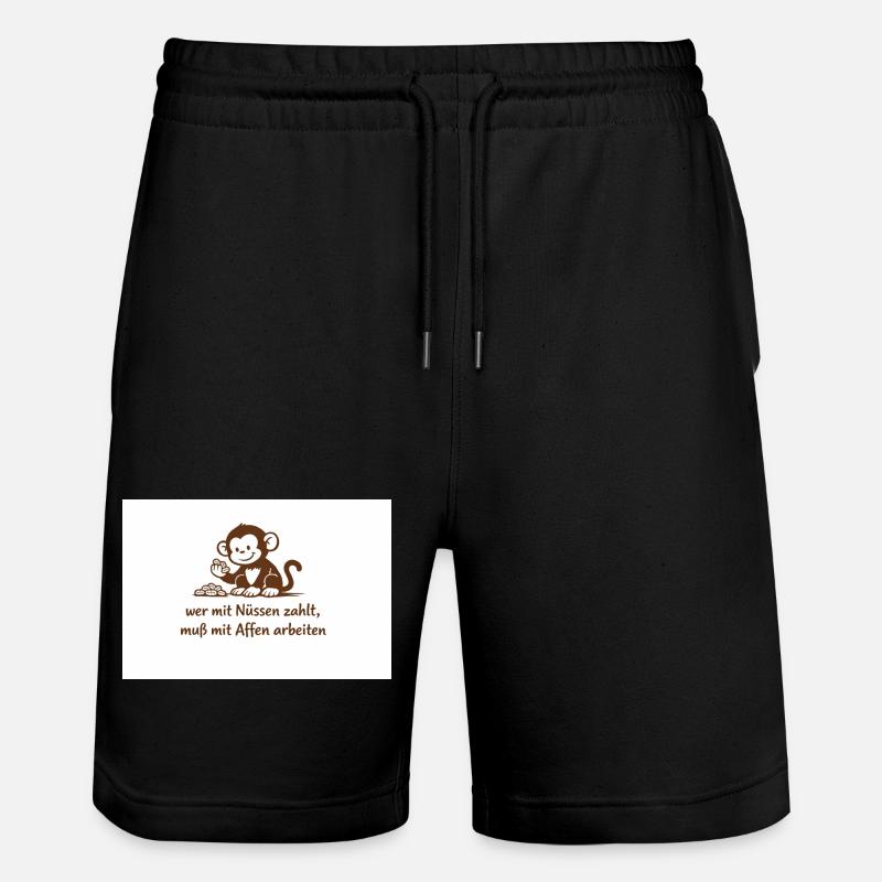 Arbeiteraffe_mit_Erdnuessen - Stanley/Stella Unisex Bio Joggingshorts Trainer  - Schwarz