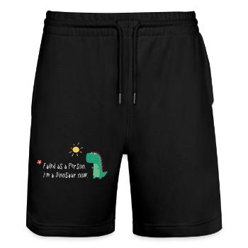 Failed as a Person – I’m a Dinosaur Now - Stanley/Stella Unisex Bio Joggingshorts Trainer  - Schwarz - Vorne - Nik (191cm) & Marisol (170cm)