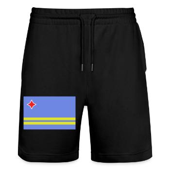 Aruba-Flagge - Stanley/Stella Unisex Bio Joggingshorts Trainer  - Schwarz - Vorne - Nik (191cm) & Marisol (170cm)
