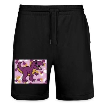 Allosaurus Dino - Stanley/Stella Unisex Bio Joggingshorts Trainer  - Schwarz - Vorne - Nik (191cm) & Marisol (170cm)