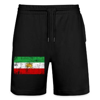 Iran Old Flag Grunge Retro VIntage - Stanley/Stella Trainer Unisex Organic Jogging Shorts - black - Front - Nik (191cm) & Marisol (170cm)