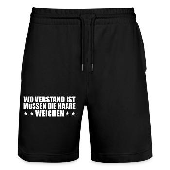 Verstand müssen die Haare weichen - Glatze - Stanley/Stella Unisex Bio Joggingshorts Trainer  - Schwarz - Vorne - Nik (191cm) & Marisol (170cm)