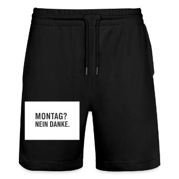 Lundi? Non merci. - Short de jogging bio TRAINER Stanley/Stella unisexe - noir - Devant - Nik (191cm) & Marisol (170cm)