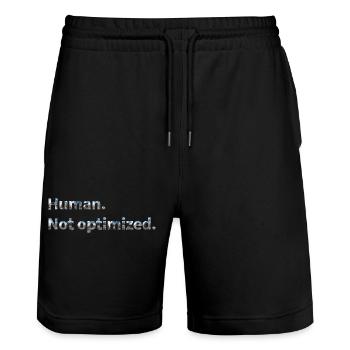 Humain. Pas optimisé. - Short de jogging bio TRAINER Stanley/Stella unisexe - noir - Devant - Nik (191cm) & Marisol (170cm)