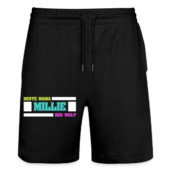 Mère Millie - Short de jogging bio TRAINER Stanley/Stella unisexe - noir - Devant - Nik (191cm) & Marisol (170cm)