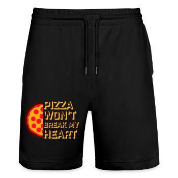 La pizza ne me brisera pas le cœur La nourriture aime l’humour - Short de jogging bio TRAINER Stanley/Stella unisexe - noir - Devant - Nik (191cm) & Marisol (170cm)