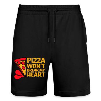 La pizza ne me brisera pas le cœur La nourriture aime l’humour - Short de jogging bio TRAINER Stanley/Stella unisexe - noir - Devant - Nik (191cm) & Marisol (170cm)