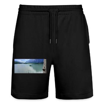 Alpine Lake Sereni Reflections - Stanley/Stella Trainer Unisex Organic Jogging Shorts - black - Front - Nik (191cm) & Marisol (170cm)