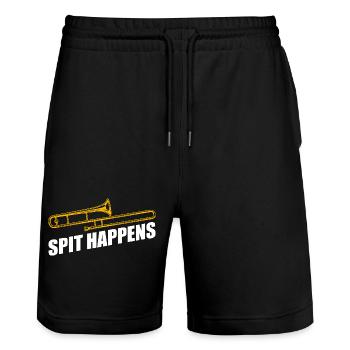 Spit happens trombone trombone player trombonist - Stanley/Stella Trainer Unisex Organic Jogging Shorts - black - Front - Nik (191cm) & Marisol (170cm)