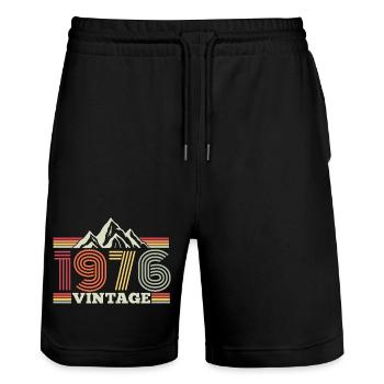 Vintage 50e anniversaire Vintage 1976 Camping Mountains - Short de jogging bio TRAINER Stanley/Stella unisexe - noir - Devant - Nik (191cm) & Marisol (170cm)