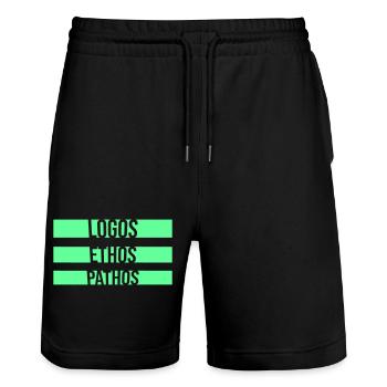 Logos Ethos Pathos Rhétorique Étudiant en Philosophie - Short de jogging bio TRAINER Stanley/Stella unisexe - noir - Devant - Nik (191cm) & Marisol (170cm)