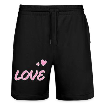 Love pastel et coeurs dessinés - Short de jogging bio TRAINER Stanley/Stella unisexe - noir - Devant - Nik (191cm) & Marisol (170cm)