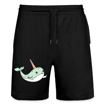 Narwal - Stanley/Stella Unisex Bio Joggingshorts Trainer  - Schwarz - Vorne - Nik (191cm) & Marisol (170cm)