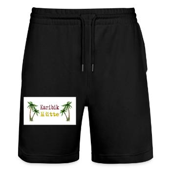 Idylle de l’île Caribbean Cabin Palm Trees - Short de jogging bio TRAINER Stanley/Stella unisexe - noir - Devant - Nik (191cm) & Marisol (170cm)