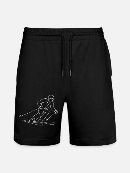 Skier Illustration - Stanley/Stella Trainer Unisex Organic Jogging Shorts - black