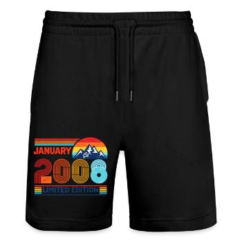Limited Edition 2008 18th Birthday Gift - Stanley/Stella Trainer Unisex Organic Jogging Shorts - black - Front - Nik (191cm) & Marisol (170cm)
