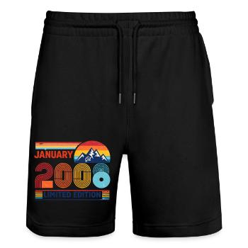 Limited Edition 2008 18th Birthday Gift - Stanley/Stella Trainer Unisex Organic Jogging Shorts - black - Front - Nik (191cm) & Marisol (170cm)